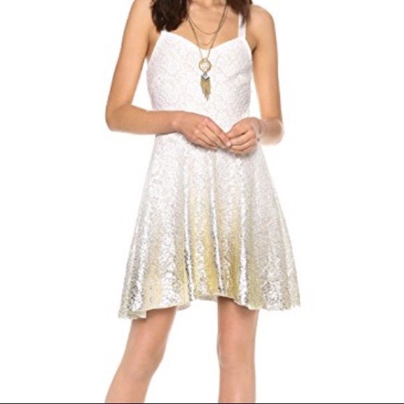 Free People Dresses & Skirts - Free People White Lace Gold Foil Ombré Dress
